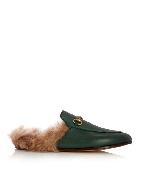 gucci princetown fur lined leather backless loafers|Gucci princetown loafers sale.